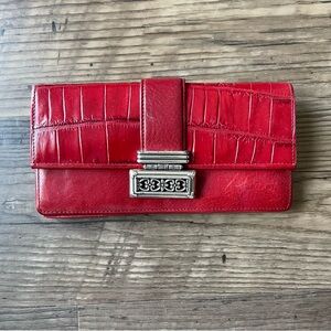 Brighton Vintage Red Leather Cross Body Wallet - Missing Strap
